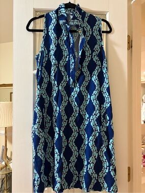escapada Navy & Aqua Sleeveless Printed Beach Coverup